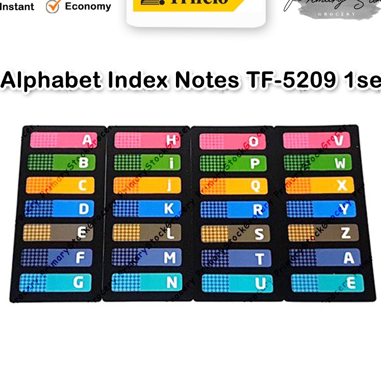 

KP8 Sticky Notes Memo Note Abjad Trifelo TF529 Penanda Buku Alphabet Huruf Pembatas TF 529