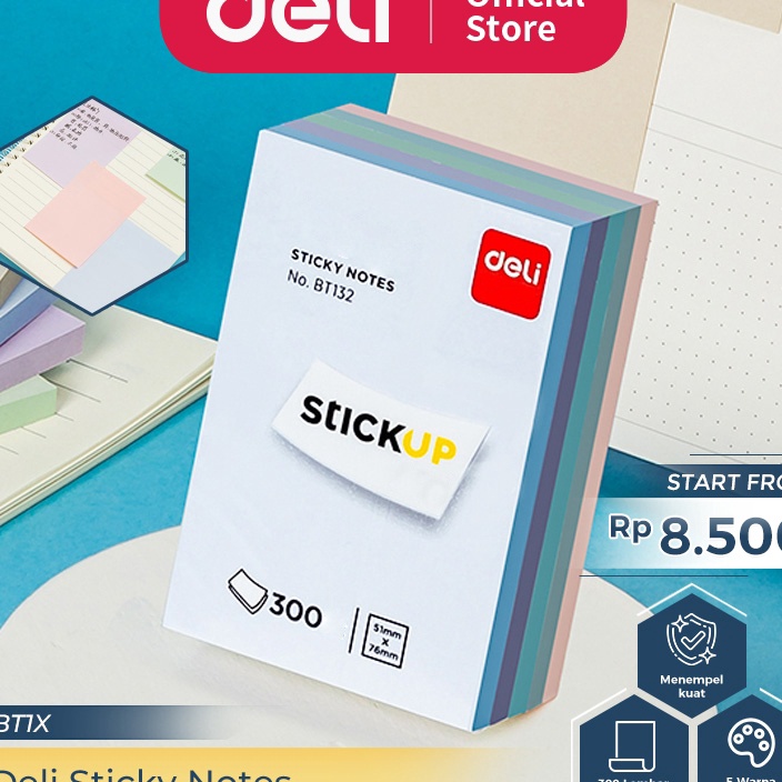 

Potongan Deli Memo Tempel Sticky Notes 3 Lembar 5 Warna BT13X