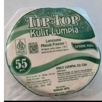 

kulit lumpia merk tip top isi kurang lebih 55 psc