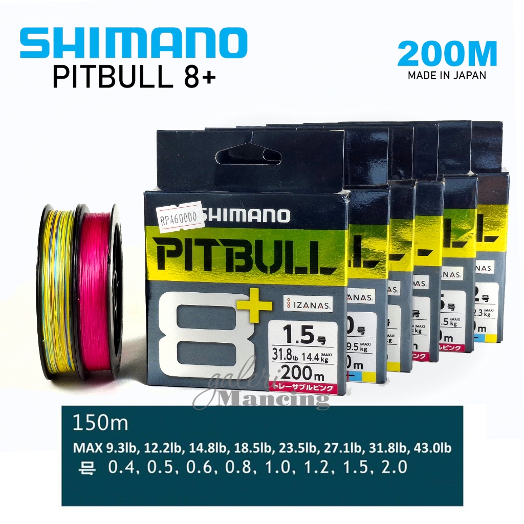 Senar Pancing PE Shimano Pitbul 8+ - 200m - Pe.1.2/Pe.0.6/Pe.0.4/Pe.1.0