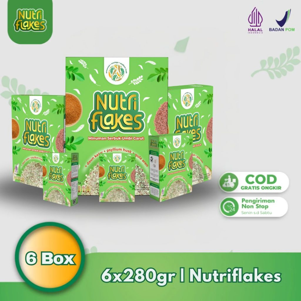 

Nutriflakes Original Sereal Umbi Garut Solusi Asam Lambung Paket 6 Box