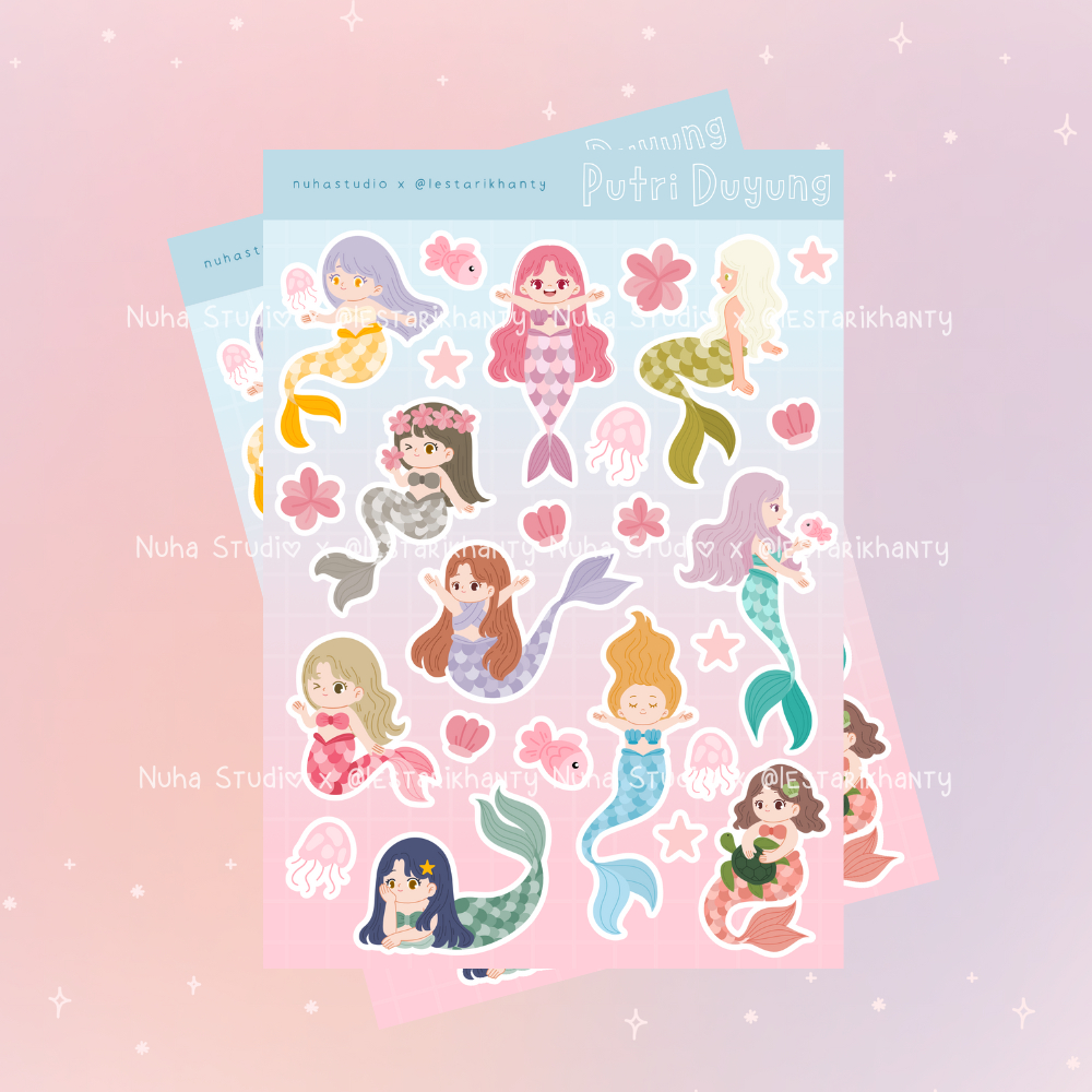 

Sticker by lestarikhanty | Putri Duyung Mermaid Laut Bintang Perempuan Kerang Ubur-ubur | Aesthetic Sticker Estetik Stiker HP Laptop Botol Cute Waterproof Scrapbook Di