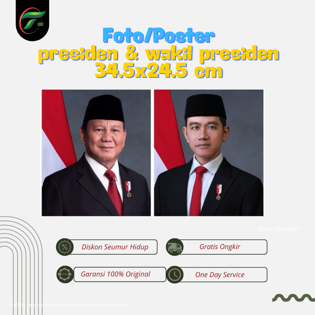 

POSTER / FOTO / GAMBAR PRESIDEN & WAKIL PRESIDEN 2024-2029 PRABOWO GIBRAN