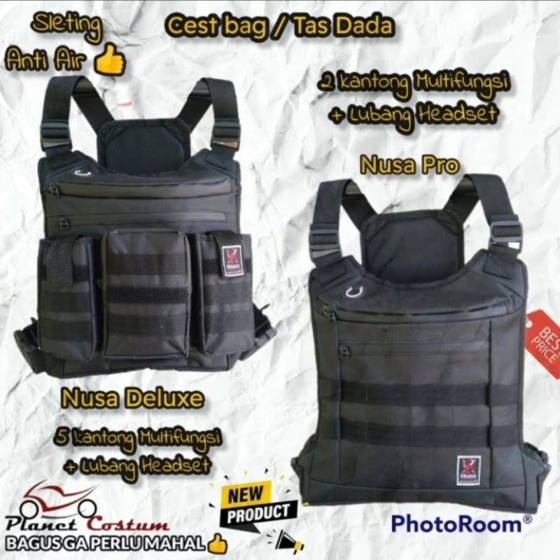 jual rompi pria wanita pelindung dada motor harian kantong depan vest outdoor motor anti angin