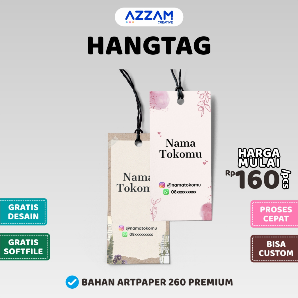 

HANGTAG / HANG TAG / LABEL BAJU / TALI HANGTAG / HANG TAG BAJU / HANG TAG CUSTOM