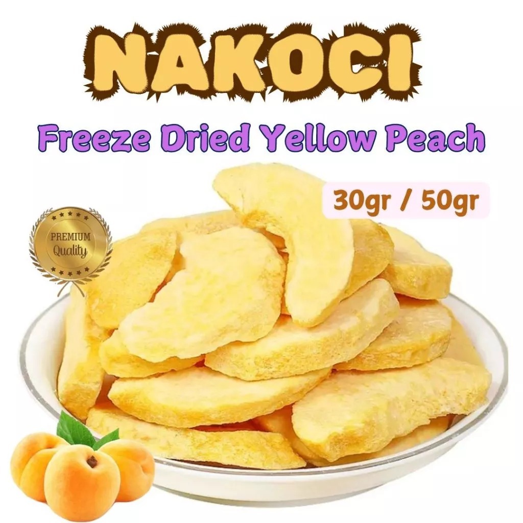 

NAKOCI Freeze Dried Fruit Peach Slice/ Buah Persik Kering Iris / Yellow Peach Dried Premium 30gr 50gr