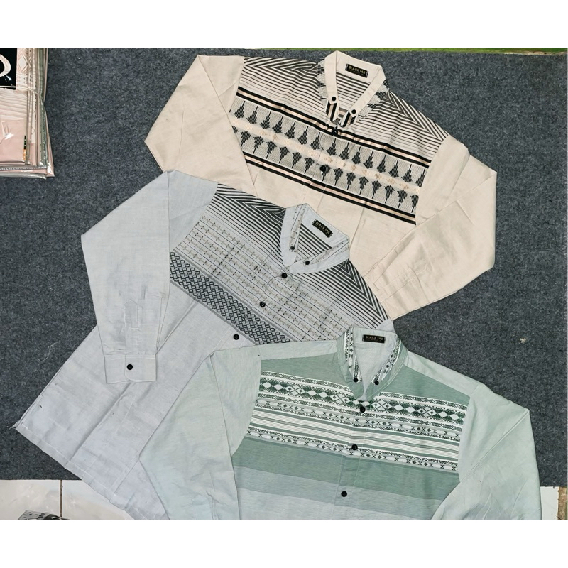 Kemeja Koko Panjang Dewasa kombinasi songket asi full katun