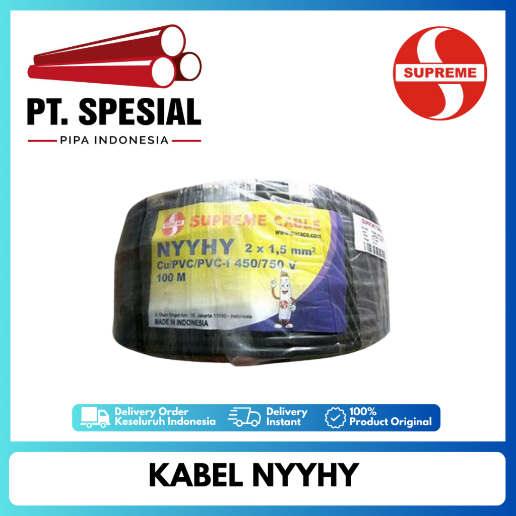 Kabel NYMHY/Kabel NYYHY 2x1.5mm/ Kabel Supreme/Kabel Murah/ Hitam Per Roll 50Mtr - 05