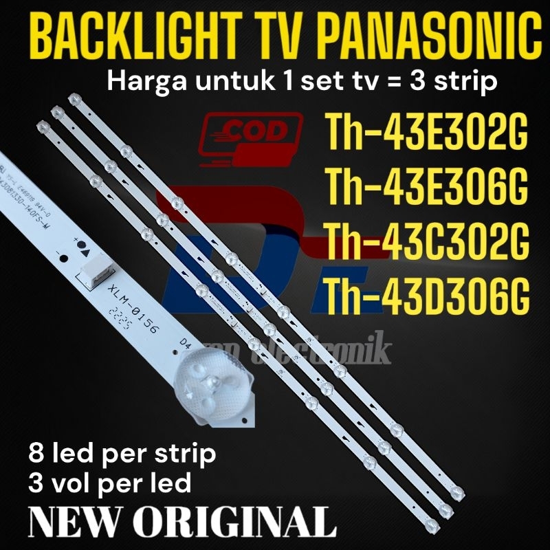 BACKLIGHT TV PANASONIC 43 inch TH 43E306G TH 43E302G  BACKLIGHT PANASONIC TH 43E306G 8 LED 3 VOL