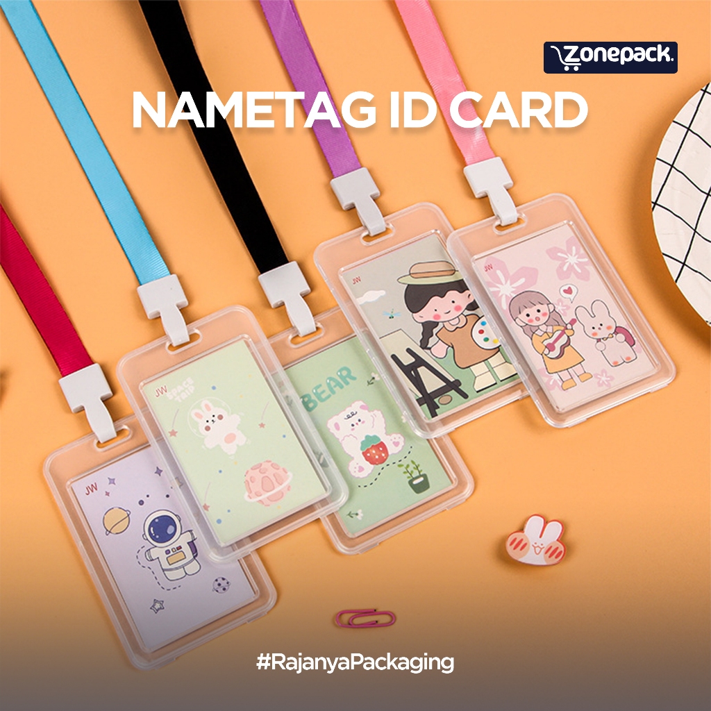 

Name Tag Id Card | | Gantungan Tali Kartu Nama | ID Card Holder | Lanyard Potrait Warna Warni | Papan Name Tag | Name Tag 2 Sisi Transparan