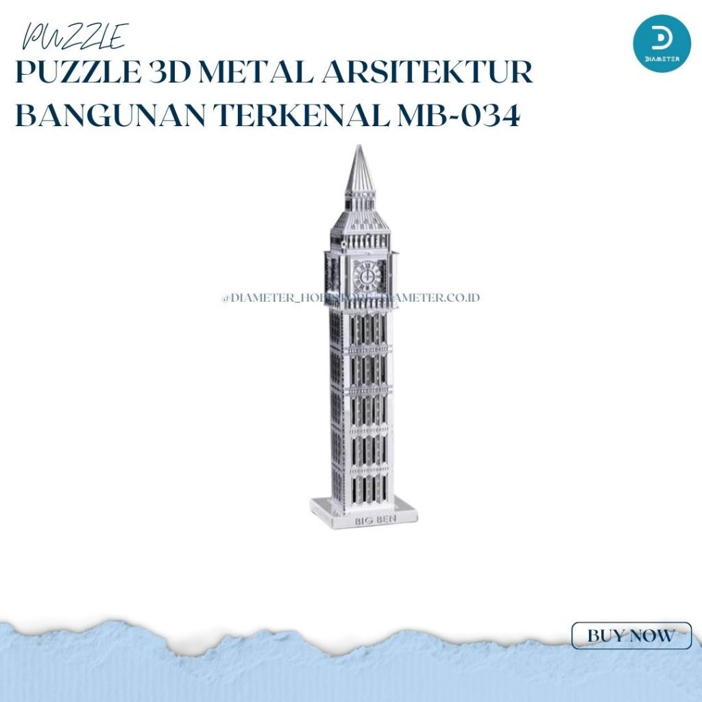 Puzzle 3D Metal Arsitektur BIG BEN - Miniatur Bangunan Terkenal MB-034