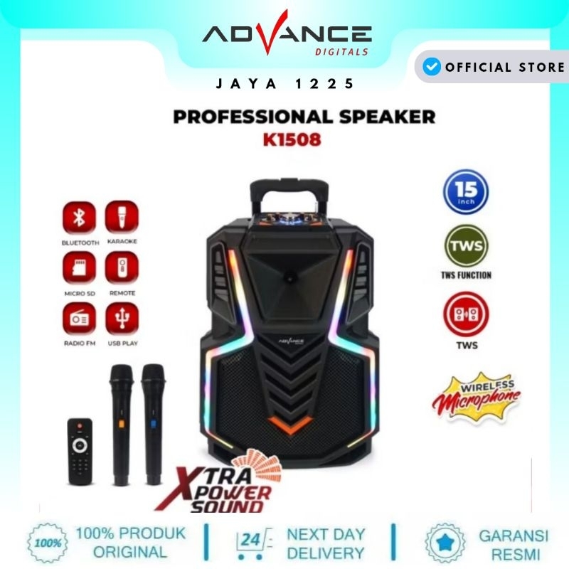 Advance Speaker K1508 K 1508 Meeting Bluetooth 15 Inch Free 2 Mic Wireless