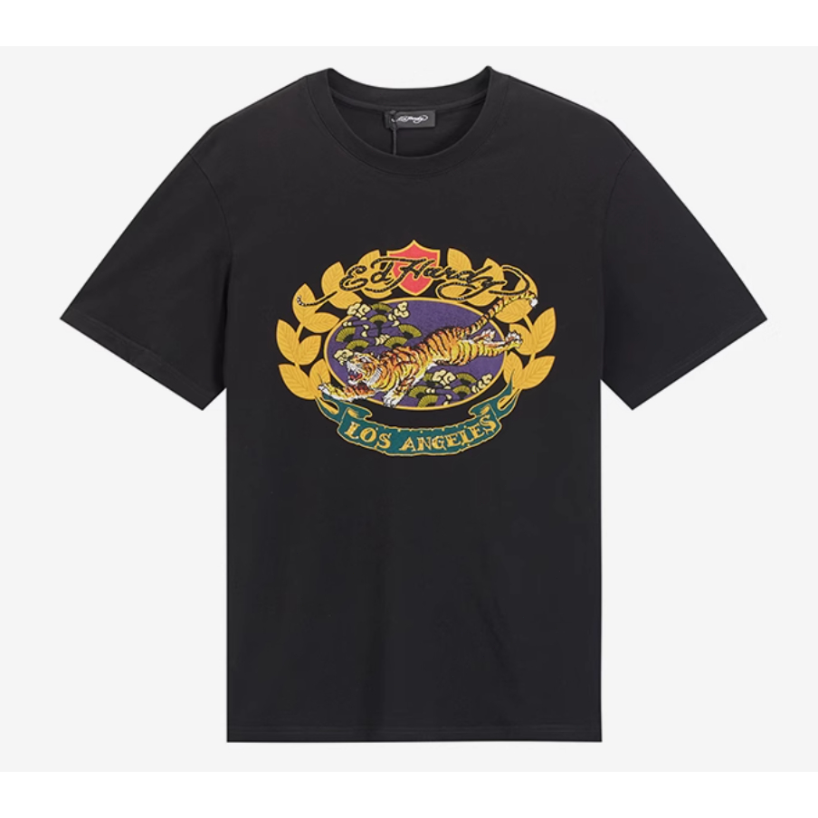 Ed Hardy Men's black short sleeve tiger pattern t-shirt