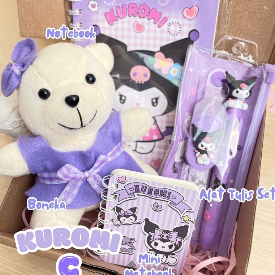 

KODE C32P Hampers Kado Sanrio Gift box Souvenir Kuromi Cinnamonroll Melody Alat tulis Notebook hadiah anak anak