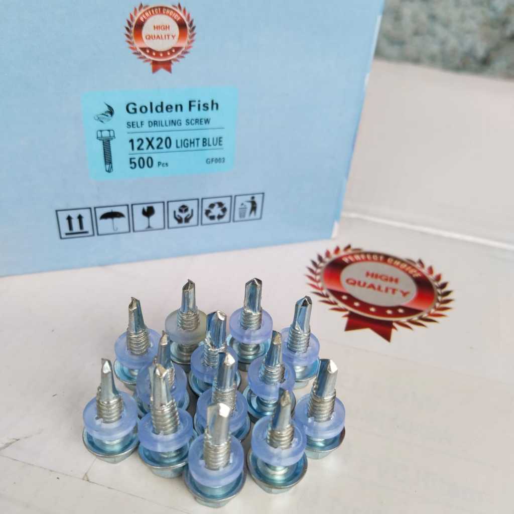 500pcs BAUT DRILLING BODY BESAR 5MM 12 X 20  MERK GOLDEN FISH LIGHT BLUE