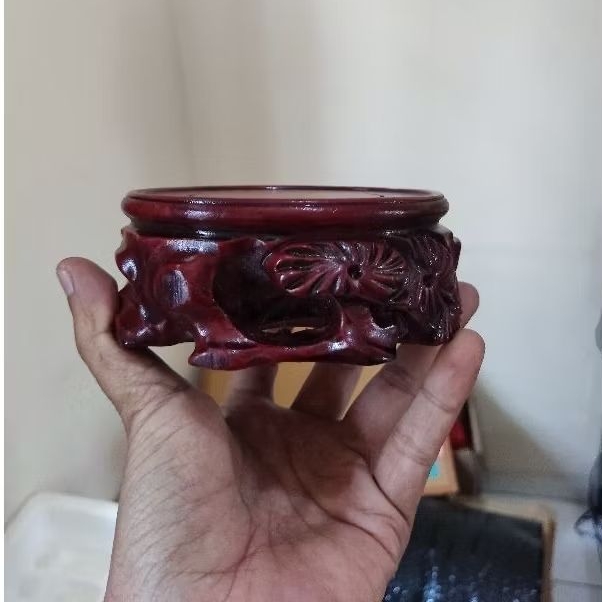 Meja Bonsai Kayu Ukiran, Dudukan Bonsai Mini