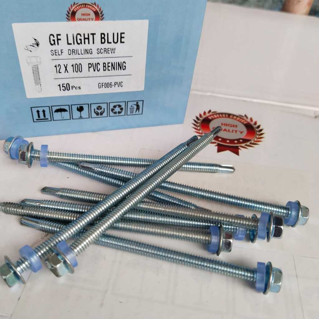 150pcs BAUT DRILLING BODY BESAR 5MM 12 X 100 MERK GOLDEN FISH PVC BENING LIGHT BLUE