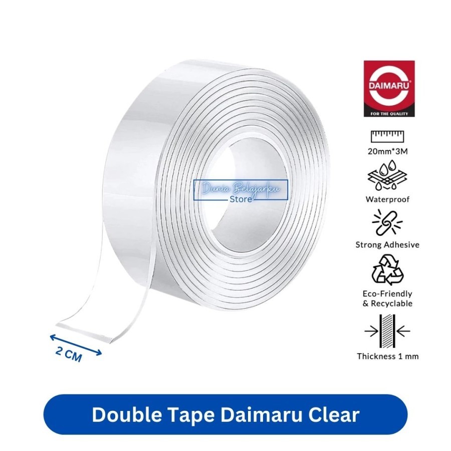 

Double Tape Daimaru Transparan 2CM x 3M dan 3CM x 3M Nano Tape Clear