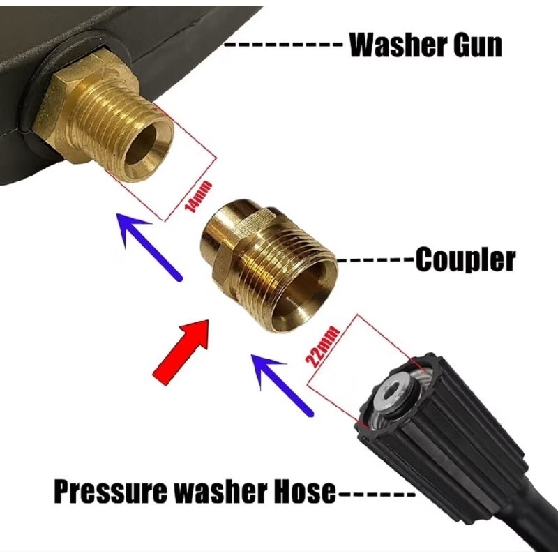 double nepel 22 mm to 14 mm konektor jet cleaner 22 mm to 14 mm