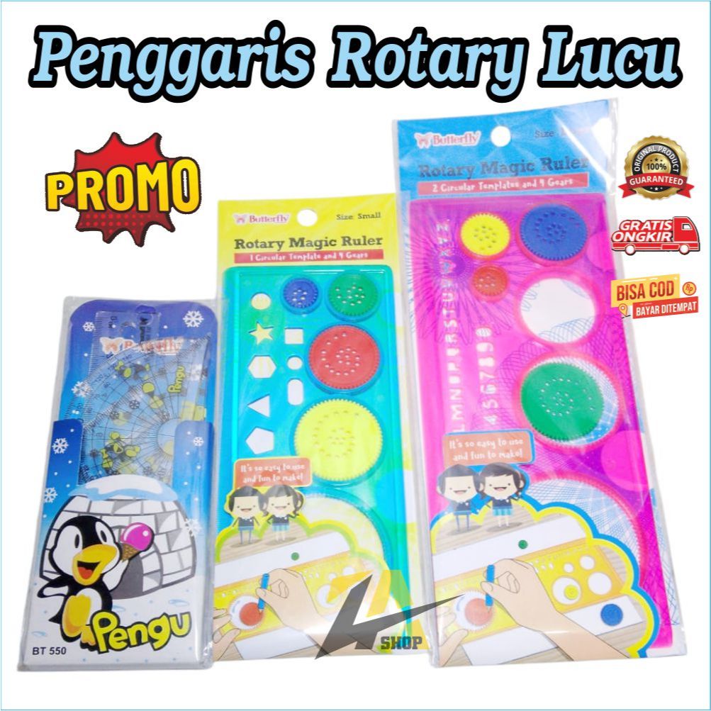 

Penggaris Rotari / Spirograph Penggaris BUnga ROTARY MAGIC RULER PENGGARIS BUSUR 4 SET