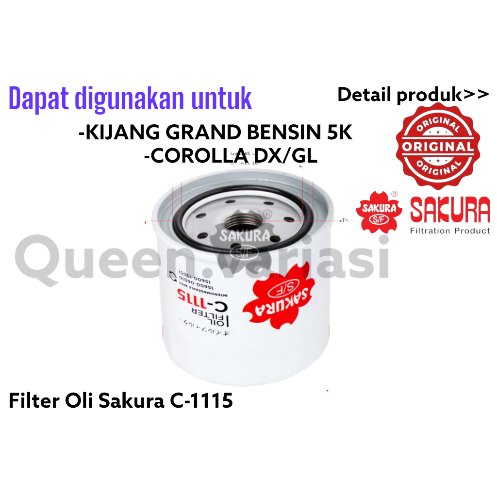 FILTER OLI MOBIL TOYOTA KIJANG GRAND BENSIN 5K 7K / COROLLA DX / GL SAKURA C-1115