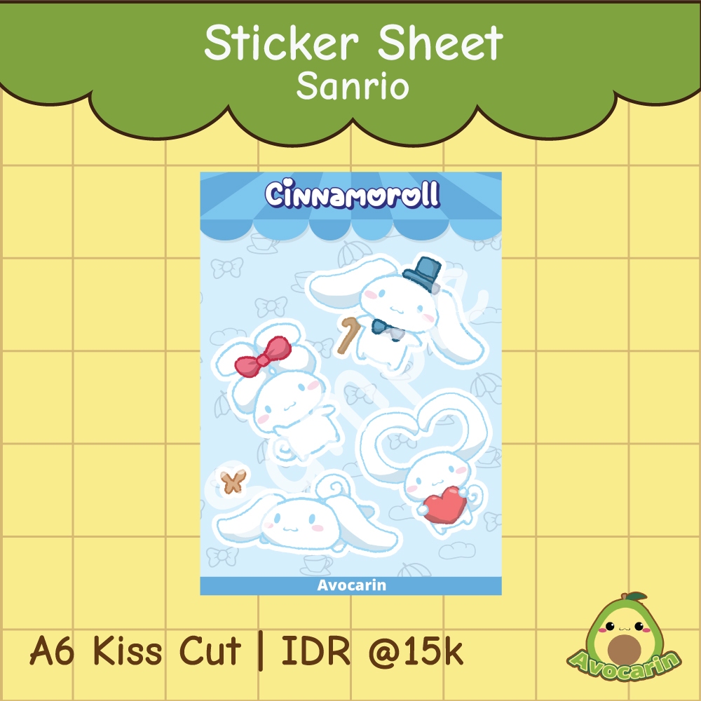 

Sticker Sheet Sanrio Cinnamoroll Vynil A6 Kiss Cut