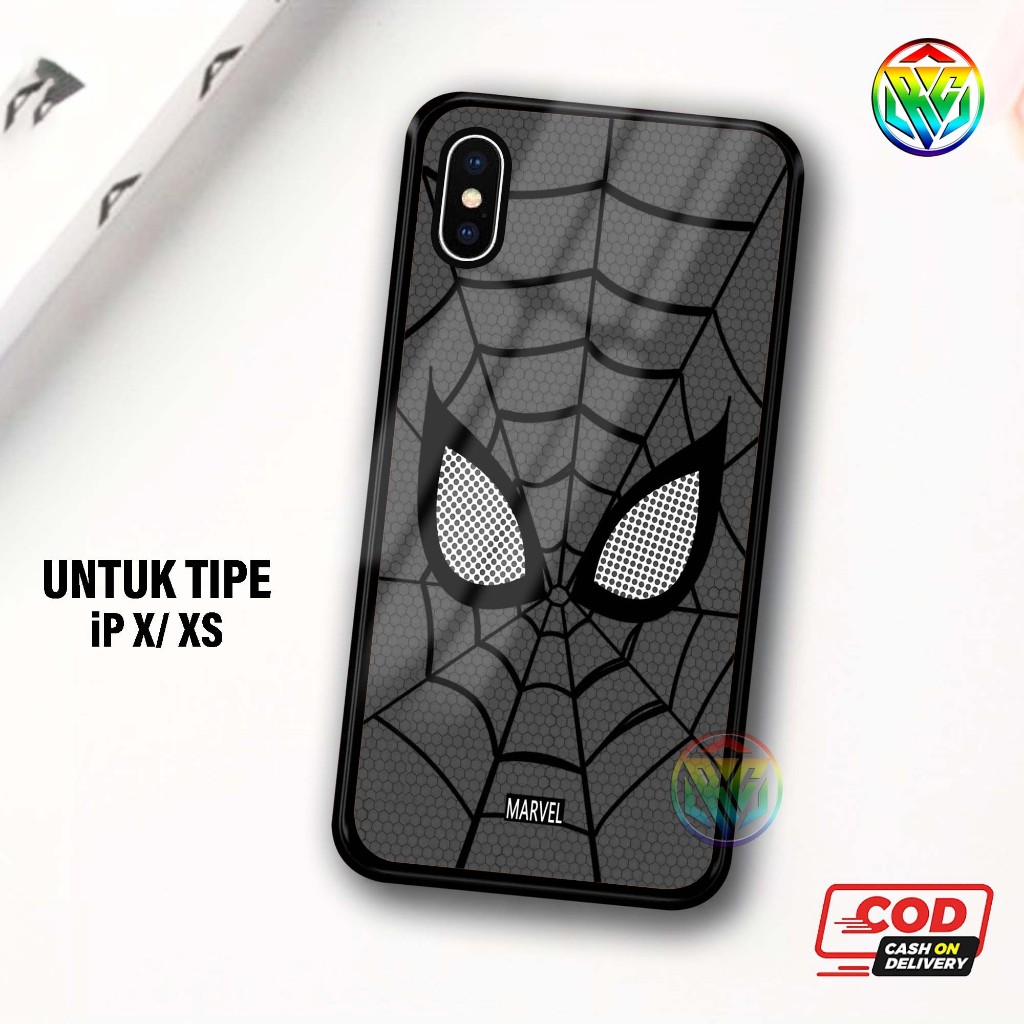 Real Case iPHONE X/XS Terbaru Case kilau - New Case Glossy casing Hp IPHONE X/XS [Motif SPIDER] - Ha