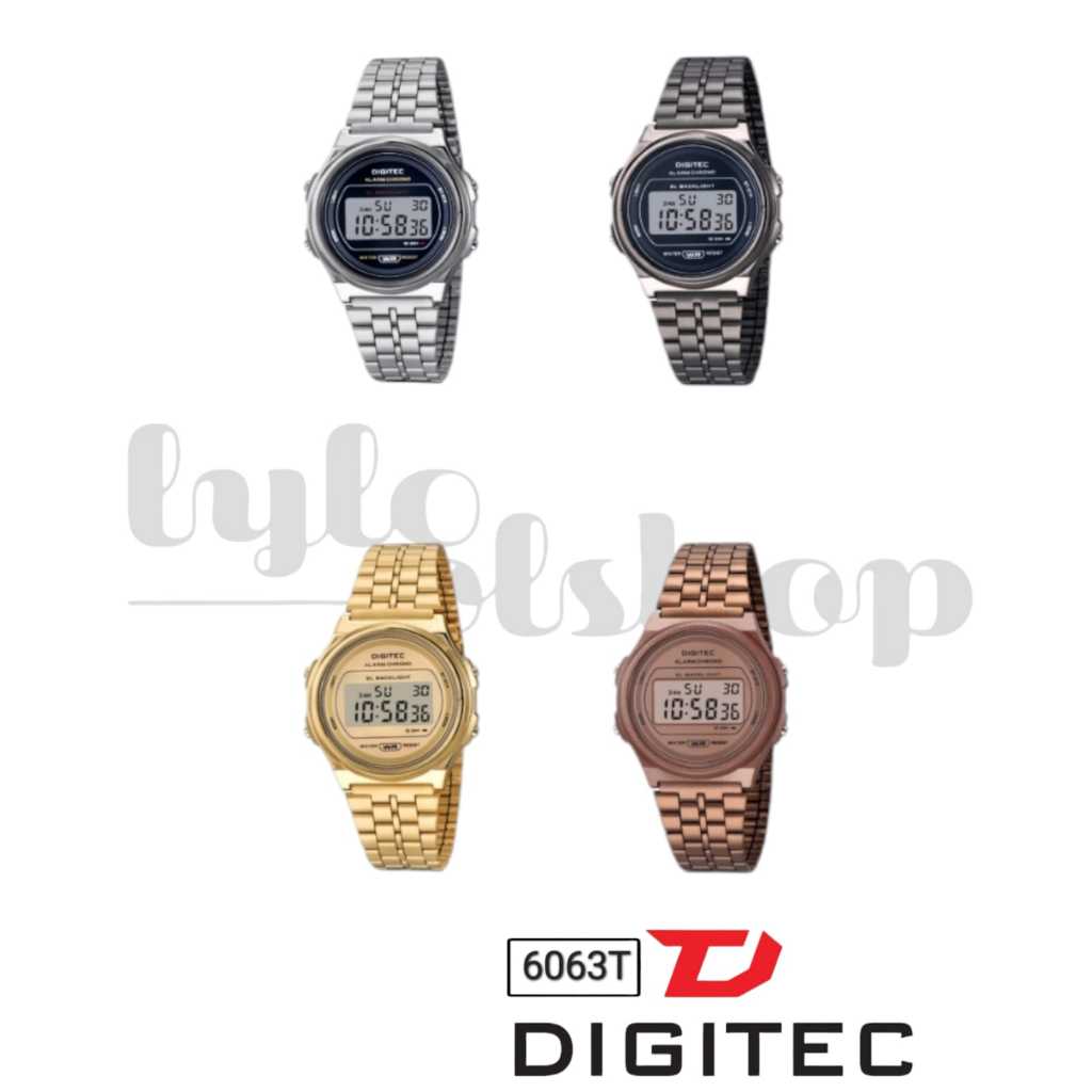 Jam Tangan Digital Digitec 6063 Rantai Stainless Steel Original Waterproof