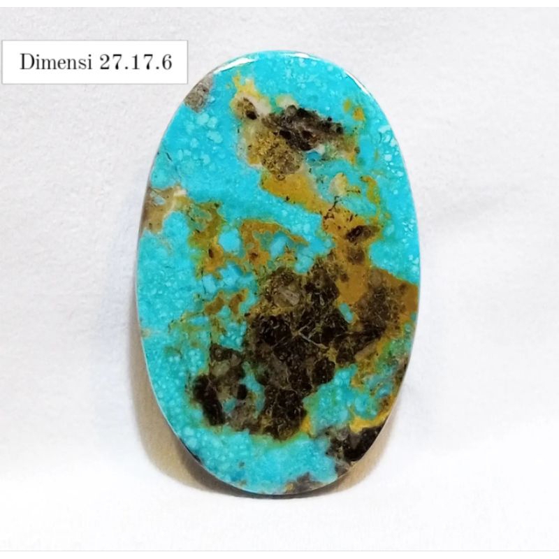 Batu Pirus Persia Original Gradasi Warna Apik Urat Emas