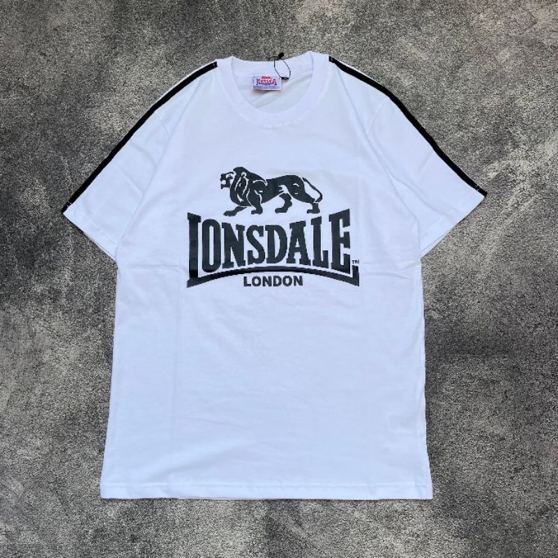 Kaos Pria Terbaru Premium Quality Lembut Dan Tebal Warna Putih Font LONSDALE Original Vintage Termur