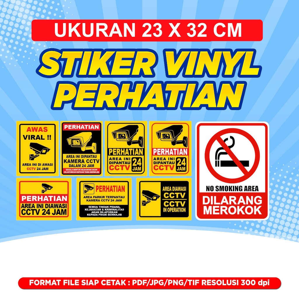 Stiker pengawasan CCTV, Stiker CCTV, Stiker Peringatan CCTV , Stiker Pantauan CCTV, Stiker CCTV
