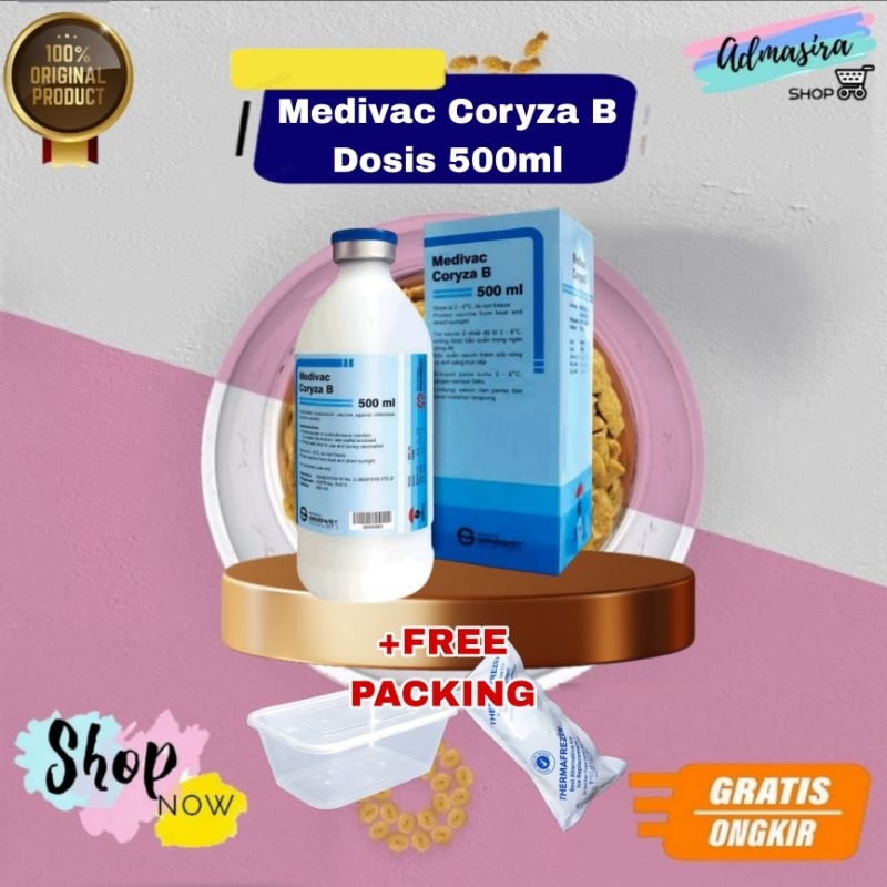 Vaksin Ayam Medivac Coryza B 500ml Dosis 1000 ekor Vaksin Inaktif Sangat Efektif Mencegah Aratan ND 