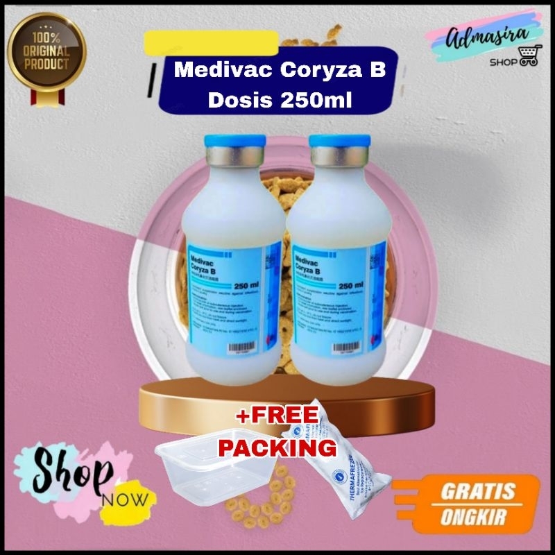 Vaksin Ayam Medivac Coryza B 250ml Dosis 500 ekor Vaksin Inaktif Sangat Efektif Mencegah Aratan ND C