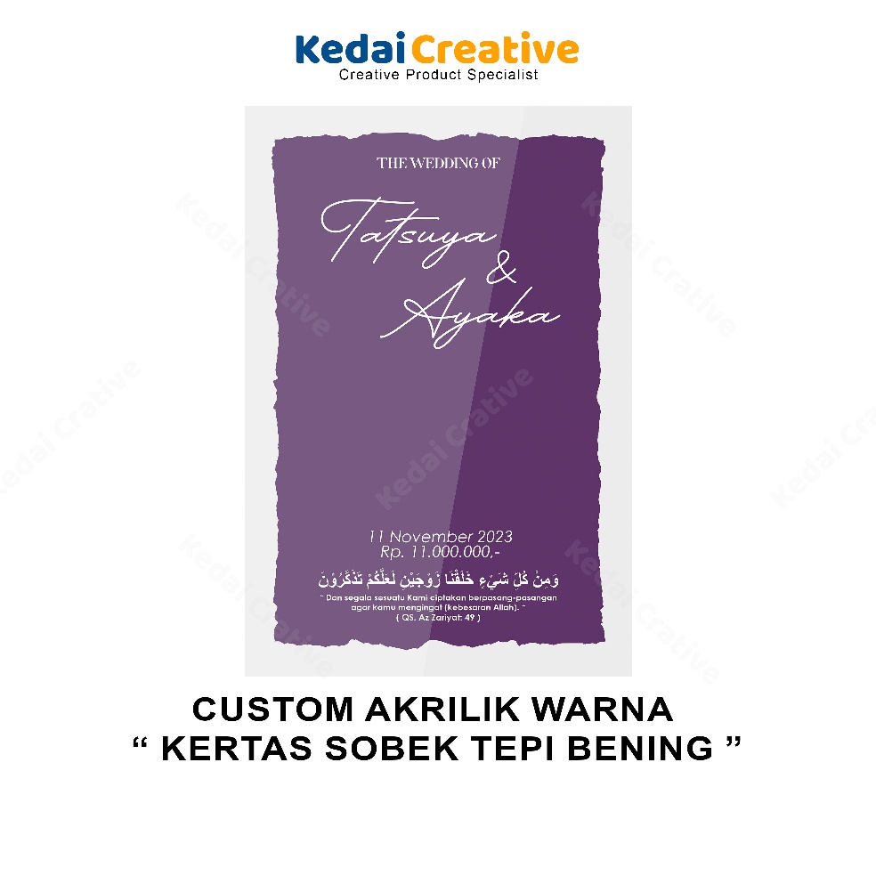 

KODE R43N Akrilik Kertas Sobek Dasi Hiasan Aksesoris Mahar