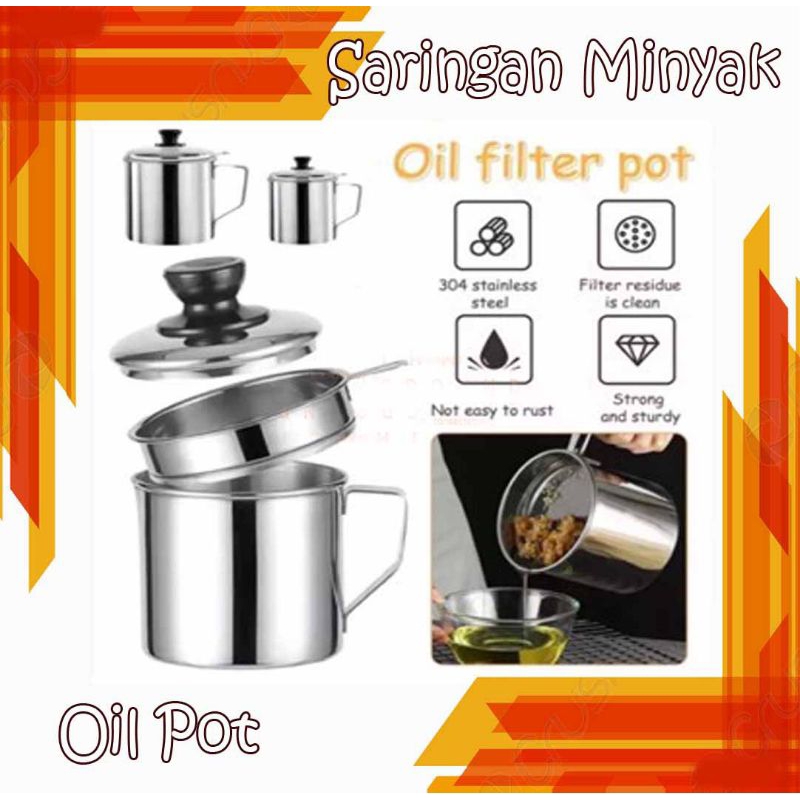 Saringan minyak goreng penyaring minyak  oil pot saringan oil minyak bekas
