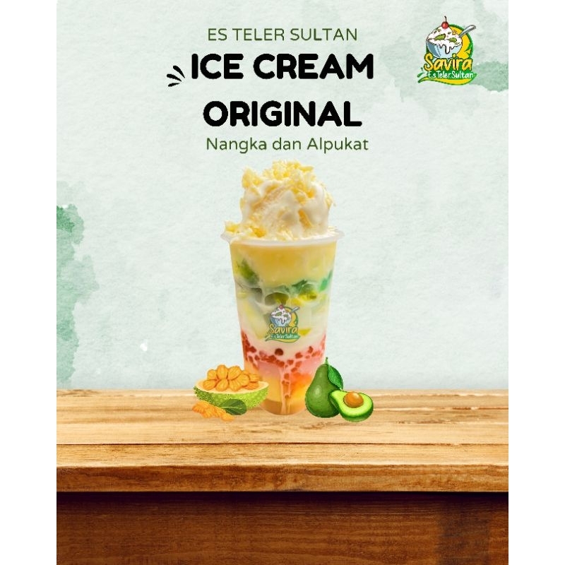 

ES TELER ORIGINAL SULTAN ICE CREAM SAVIRA ESKRIM NANGKA MINUMAN HALAL