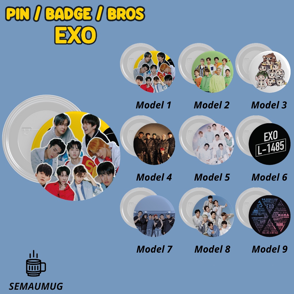 PIN EXO KADO BROS BADGE BULAT KPOP LUCU PRINT CUSTOM SEMAUMUG