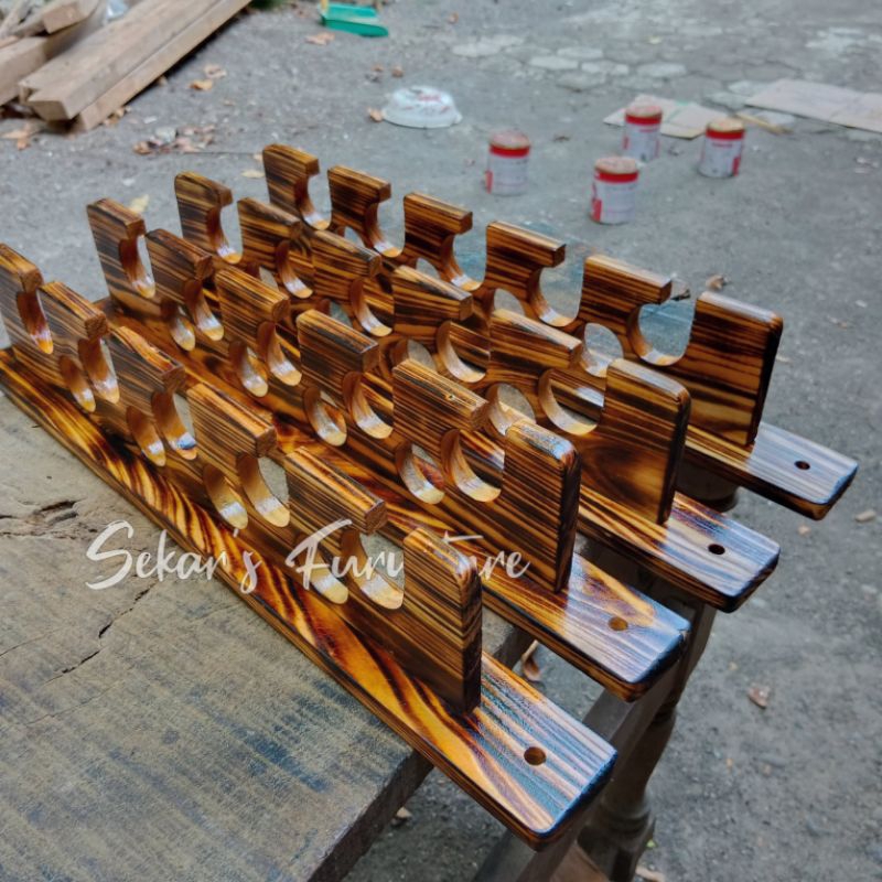 Rak Joran Dinding Motif Bakar Kayu pinus Rak joran pancing dinding rak pancing jagrak pancing