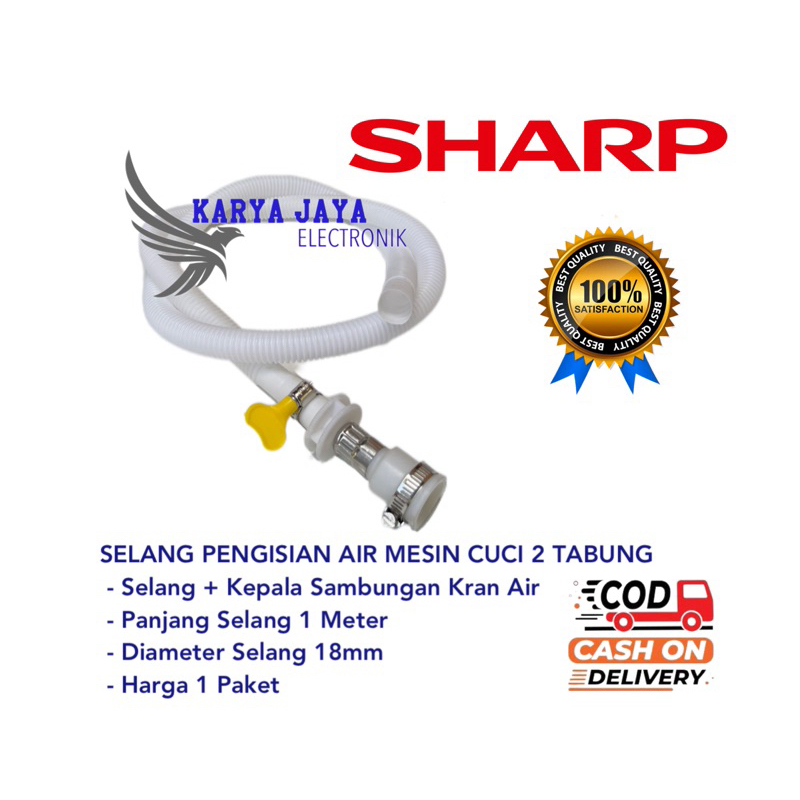 [ 1 METER ]SELANG + KEPALA SAMBUNGAN PENGISIAN AIR MESIN CUCI SHARP 2 TABUNG / SELANG MASUK AIR / SE