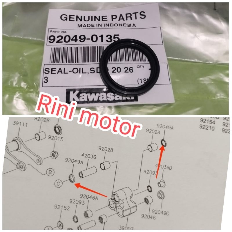 seal bushing unitrack mono shock belakang KLX 150 original