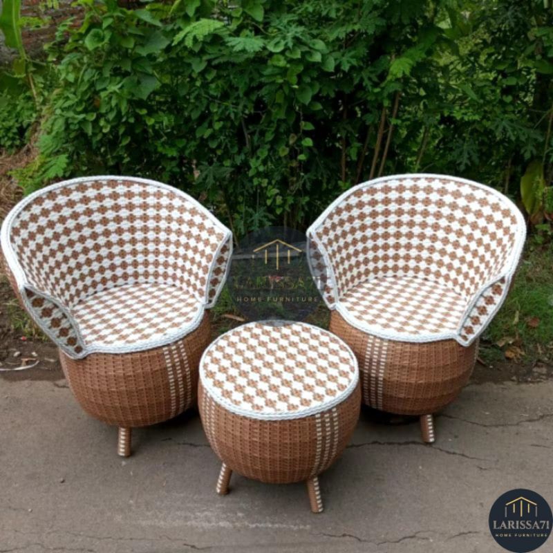 Set Kursi Teras Rotan Sintetis Sakura Free Jok Busa