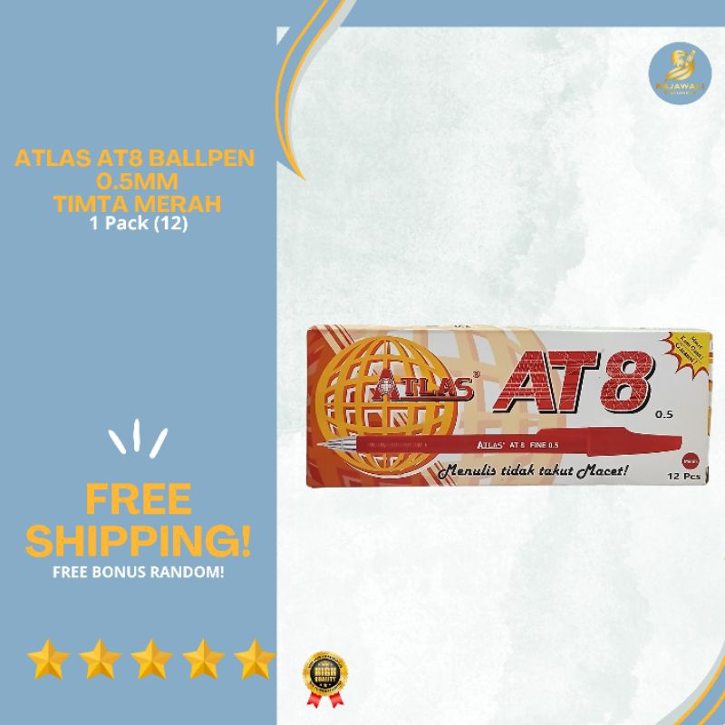 

ATLAS AT8 BallPen (6 Pcs & 12 Pcs) | 0.5mm | Tinta Merah