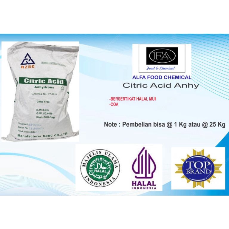 TERLARIS CITRIC ACID ANHYDROUS EX RZBC  ASAM CITRUN