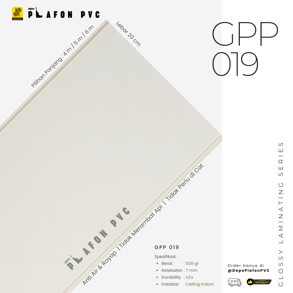 Plafon PVC Glossy GPP 019 (Bekasi - Karawang)