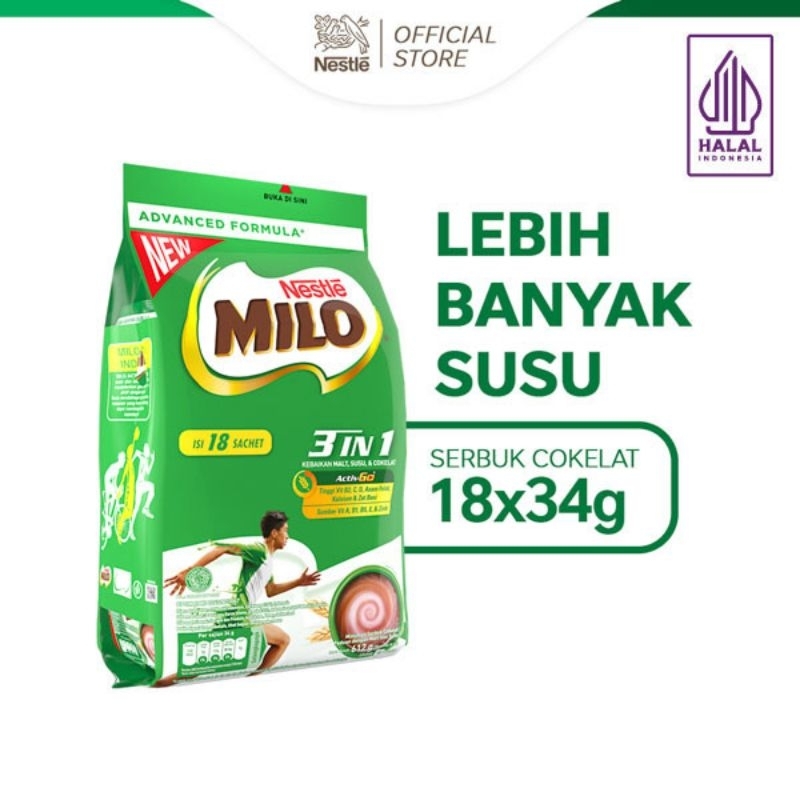 

MILO 3 In 1 Sachet 18×34g