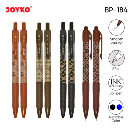 

(1 Pcs) JOYKO Ball Pen/Pulpen/Pena BP-184 Batik Culture 0.7 mm Warna Hitam