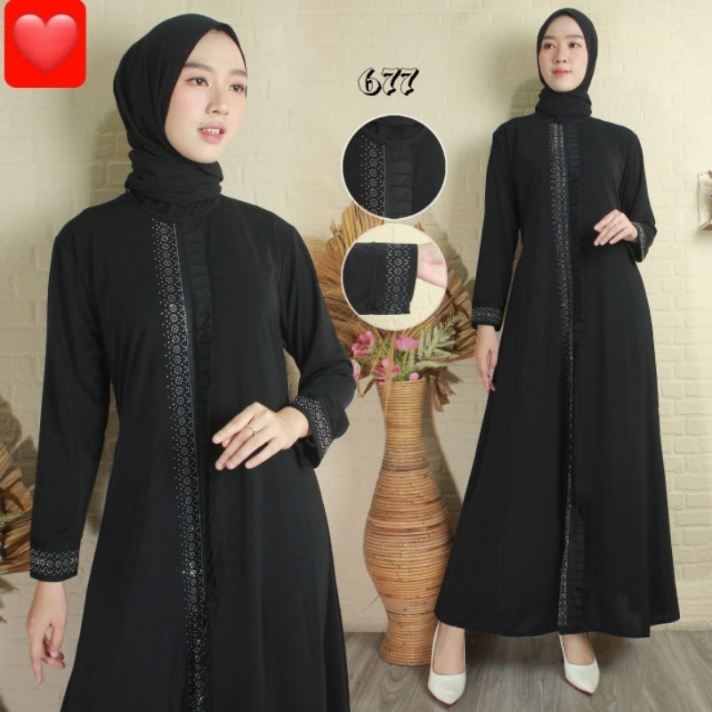 Baju Gamis Jersey Payet Ori Import India Long Dress 677 / Arab / Kaftan / Turki / Muslim / Wanita