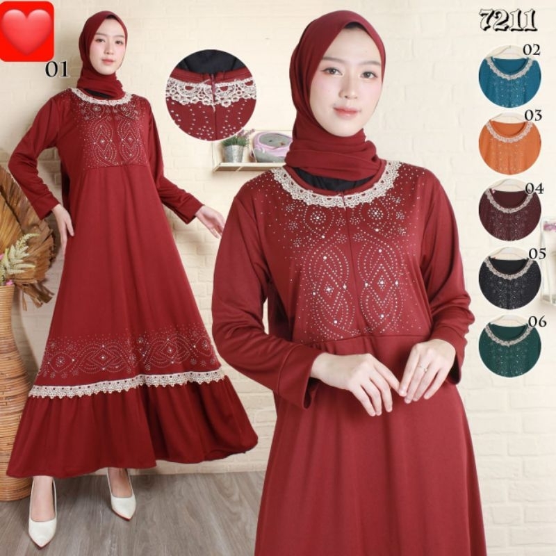 Baju Gamis Jersey Payet Ori Import India Long Dress 7211 / Arab / Kaftan / Turki / Muslim / Wanita