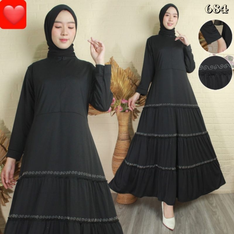 Baju Gamis Jersey Payet Ori Import India Long Dress 684 / Arab / Kaftan / Turki / Muslim / Wanita