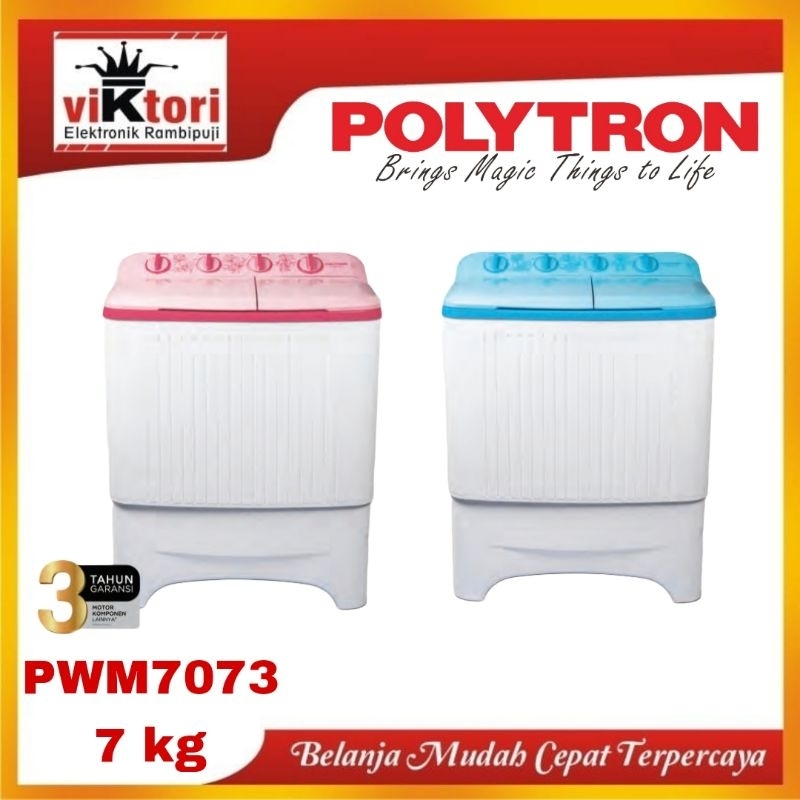 MESIN CUCI POLYTRON PWM7073 / MESIN CUCI POLYTRON 7 KG / MESIN CUCI 2 TABUNG / POLYTRON PRIMADONA SA